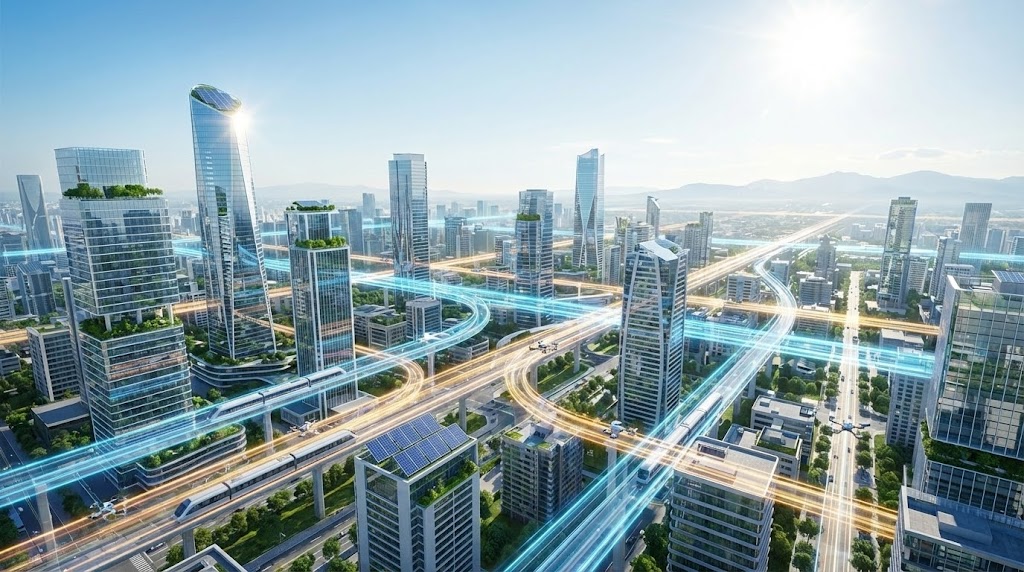 (Generative AI Cinematic): Urban Connectivity Illustrating Ubiquitous Access