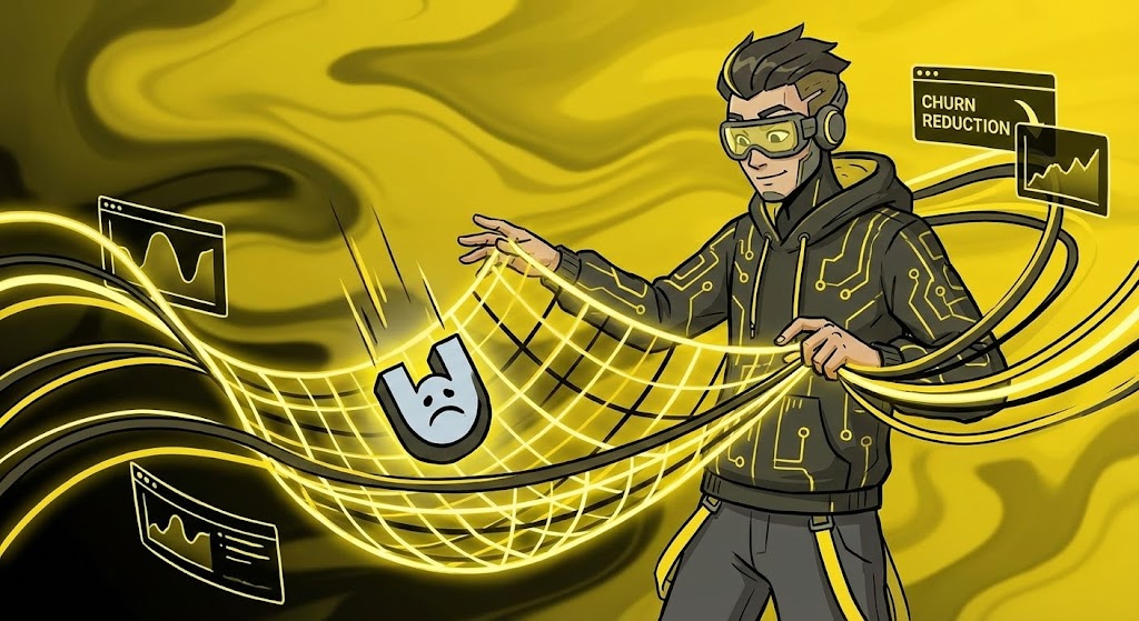 (2D Animation Safety Net): Fluid Intervention + Intercepting Churn