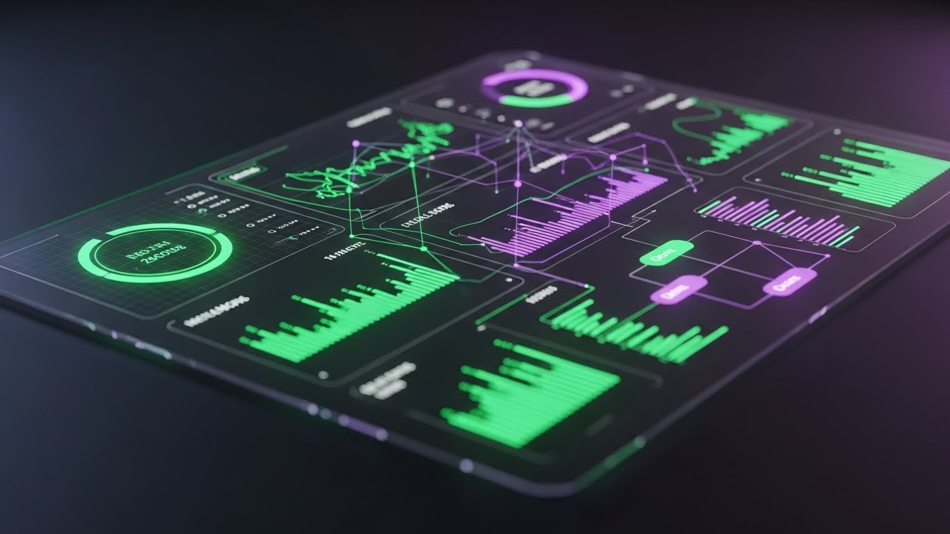 (Dark Mode UI Showcase): Neon Analytics Highlight Developer Precision
