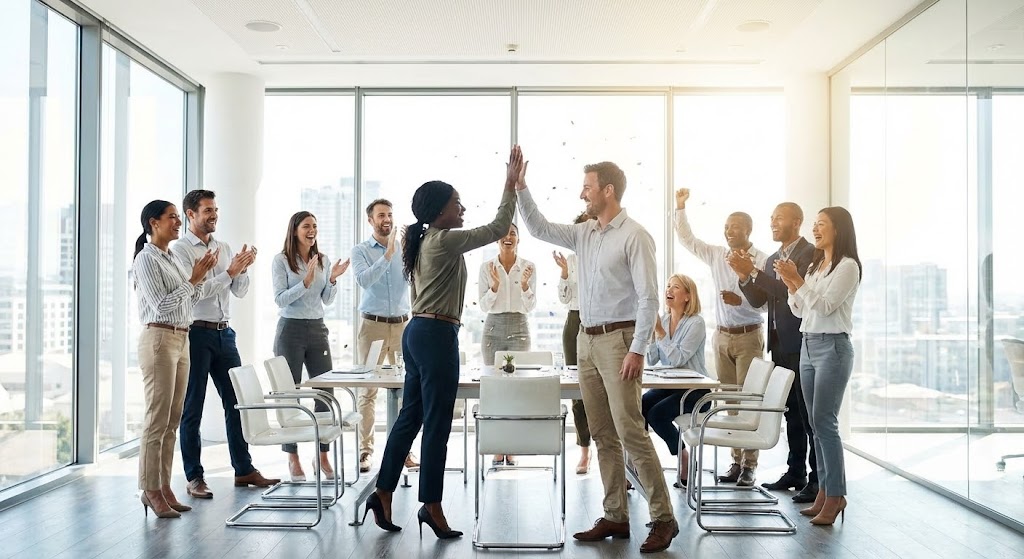 (Aspirational Stock Montage): Collective Success Builds Brand Loyalty