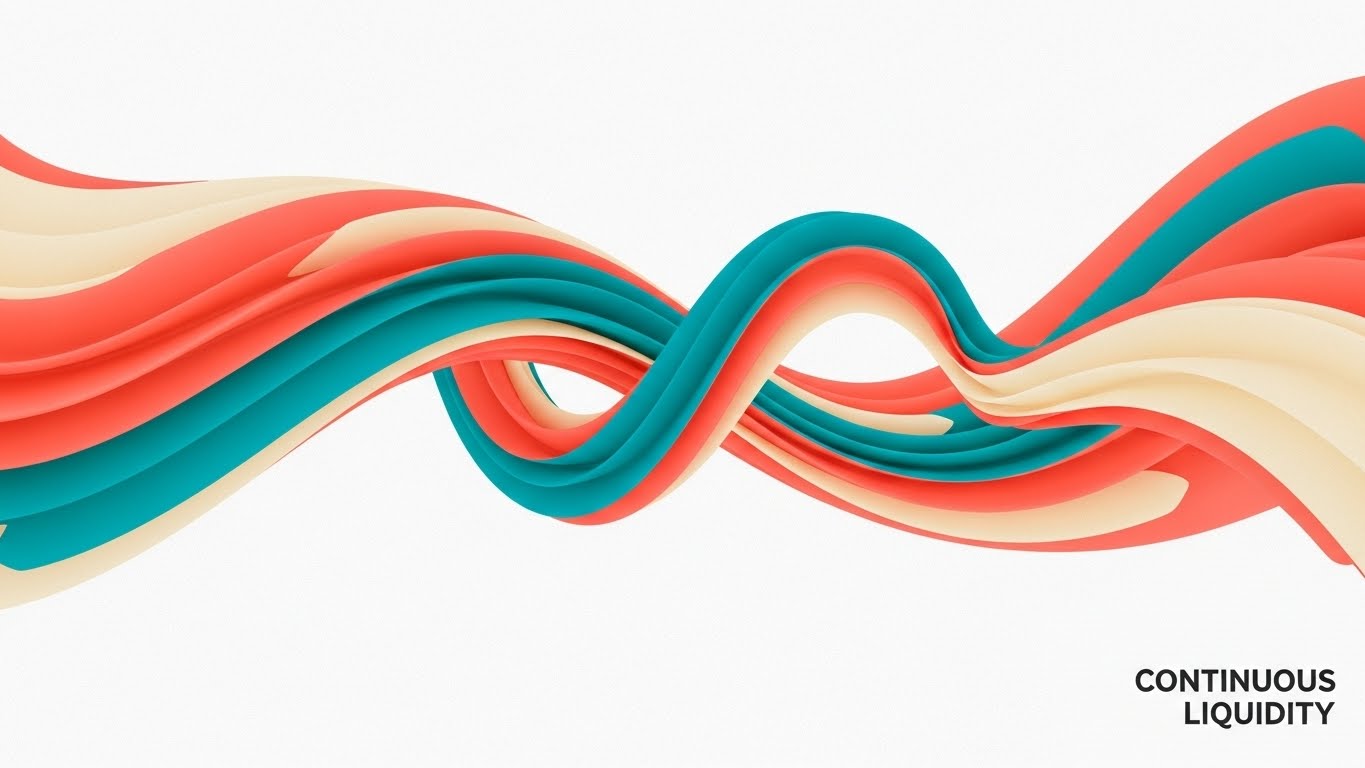 (Abstract 2D Motion Graphics): Fluid Ribbons Illustrate Seamless Liquidity
