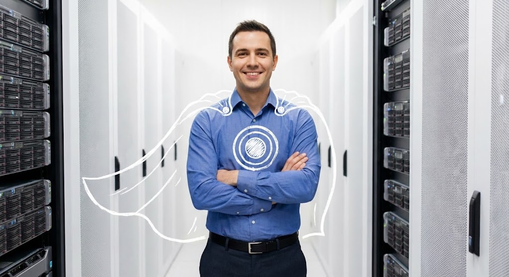 (Mixed Media): Hand-Drawn Cape emphasizing The IT Hero