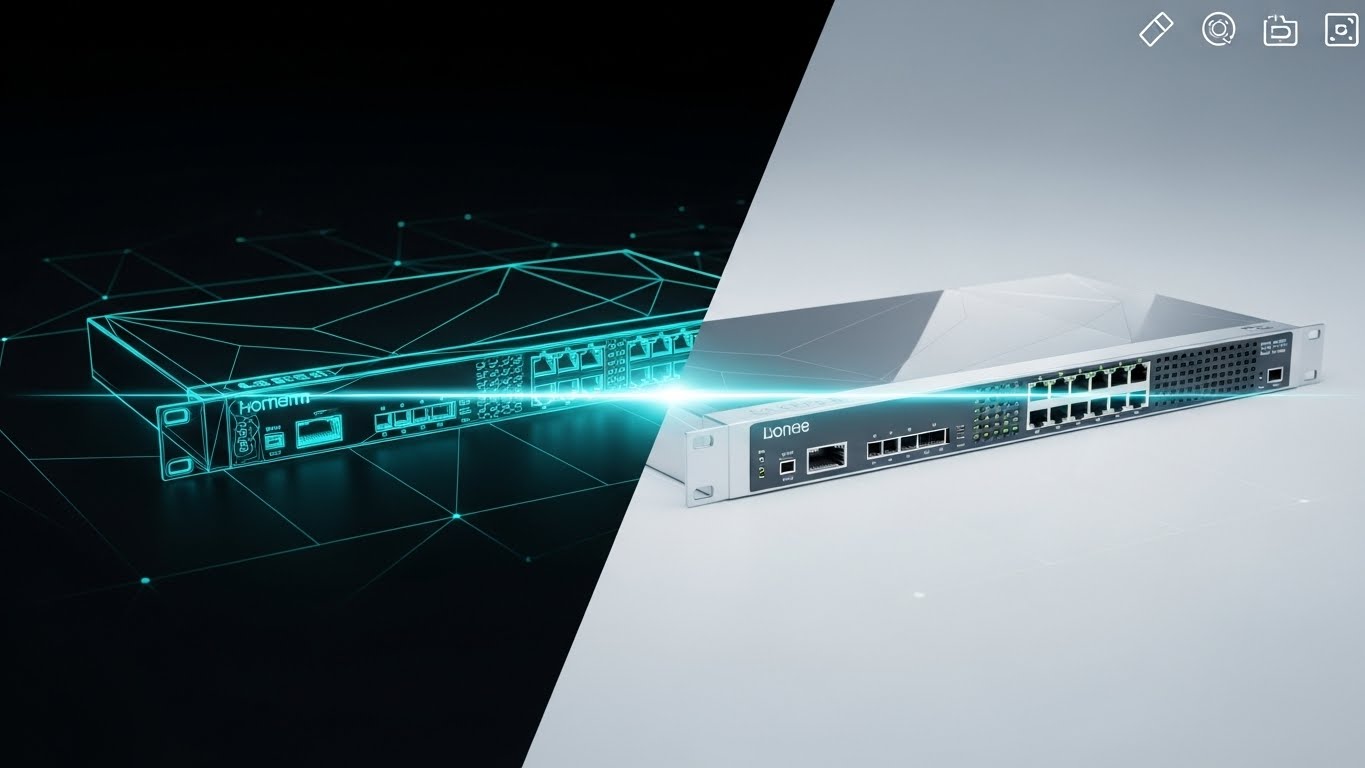 (3D X-Ray): Translucent Casing revealing Deep Packet Inspection