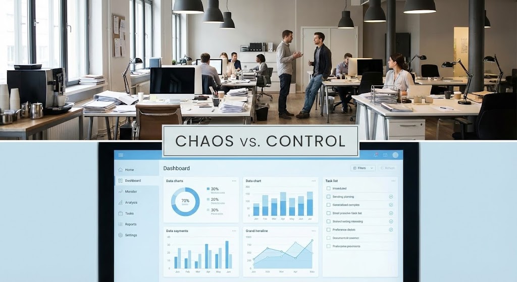 (Split Screen): Chaos vs. Control contrasting Workflows