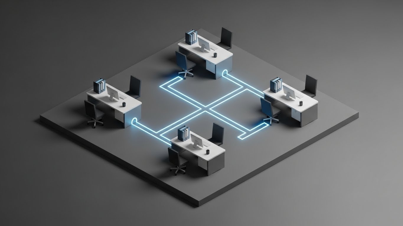 (Isometric 2D): Workflow Pipes + Mapping Operational Connectivity