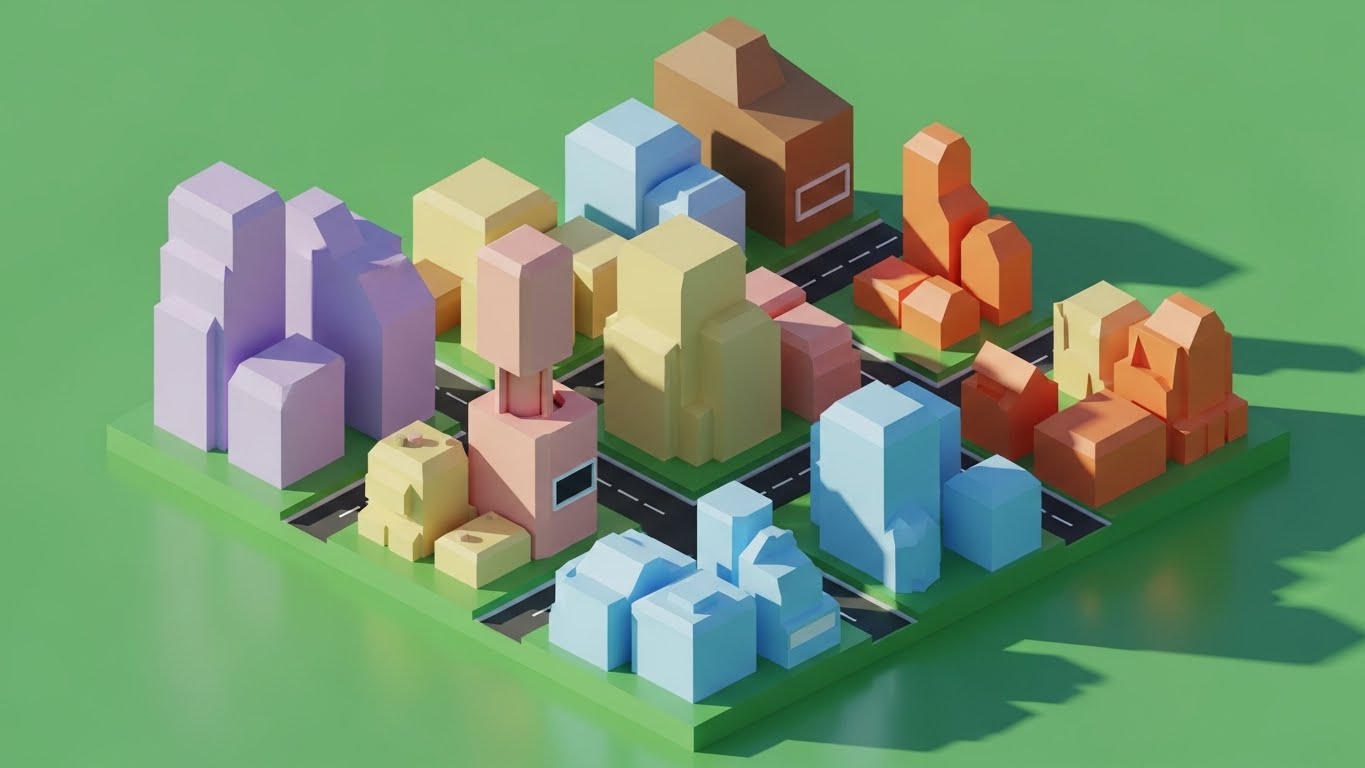 (Low-Poly 3D): Growing City + Visualizing Platform Expansion