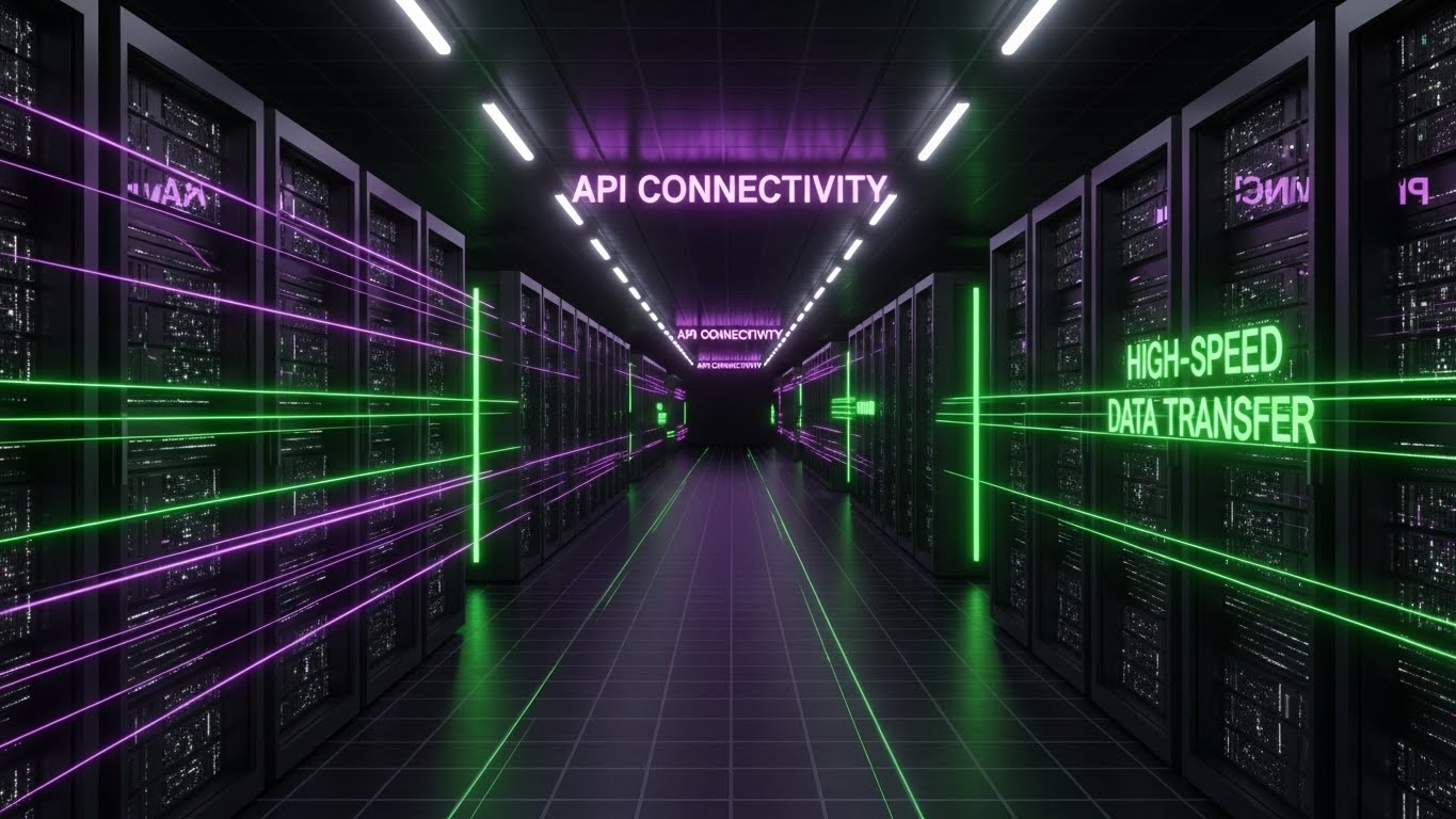 (Futuristic Neon): The Infinite Corridor — Visualizing API Connectivity