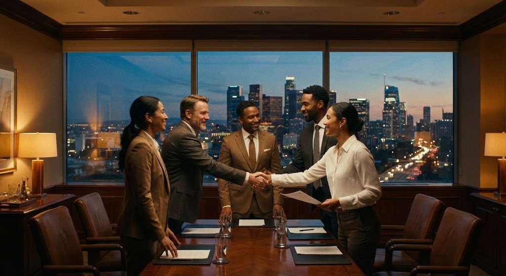 (Gen AI Cinematic): The Boardroom Agreement — Visualizing Executive Success