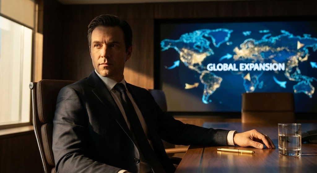 (Realistic Character): Executive Vision + Global Strategy