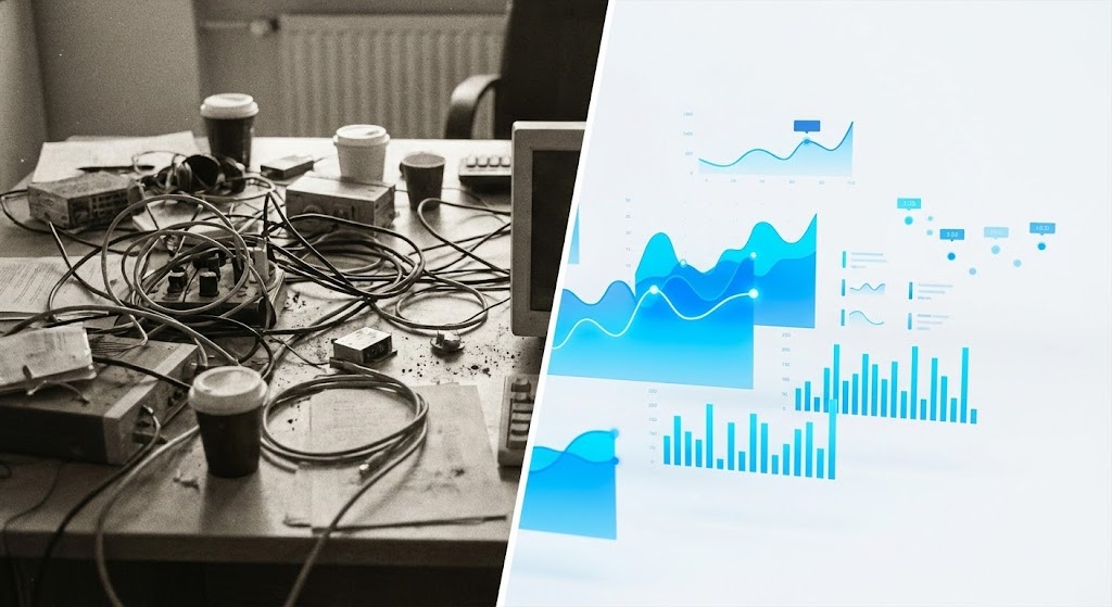 (Split Screen Stock/UI): Operational Clarity - Bridging the Legacy Gap
