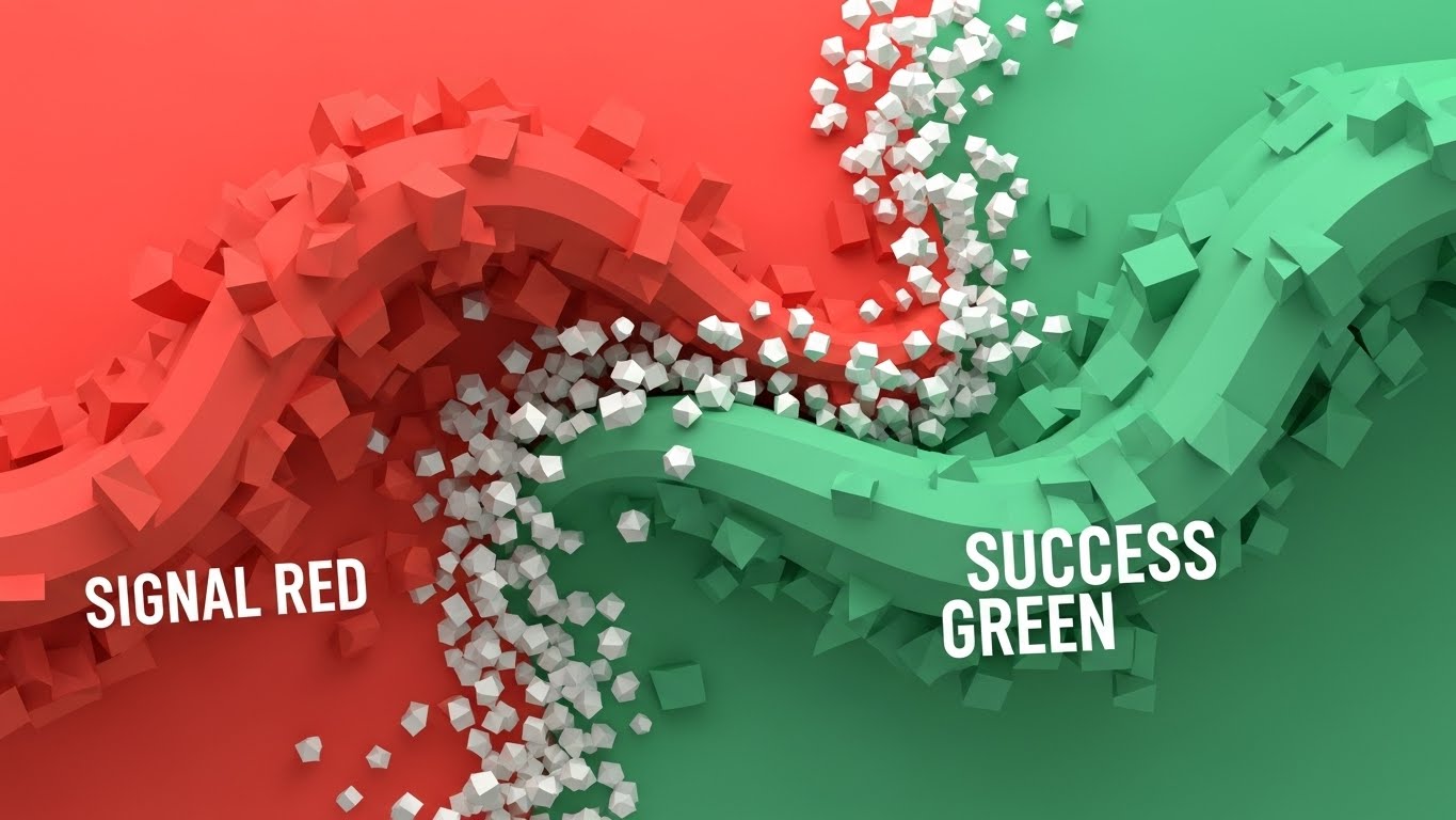 (Abstract 2D Motion): Status Transition - Flowing from Incident to Resolution