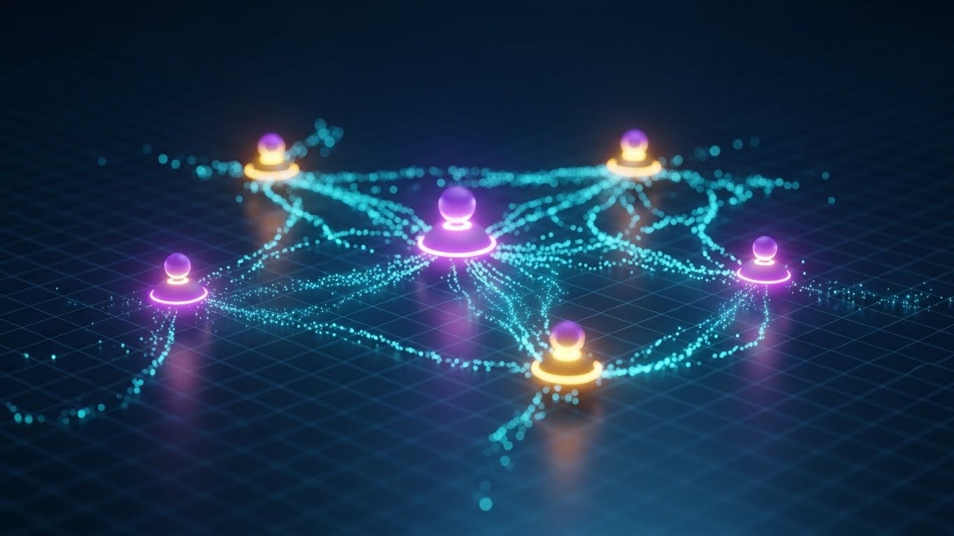 (Abstract 3D AI Visualization): Glowing Nodes + Visualizing Viral Growth