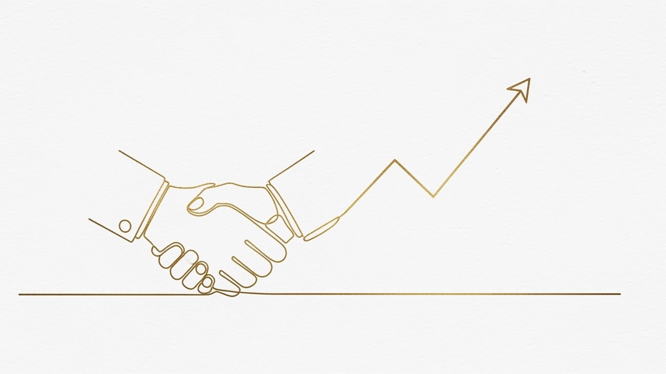 (2D Line Art): Continuous Line + Linking Trust to Revenue