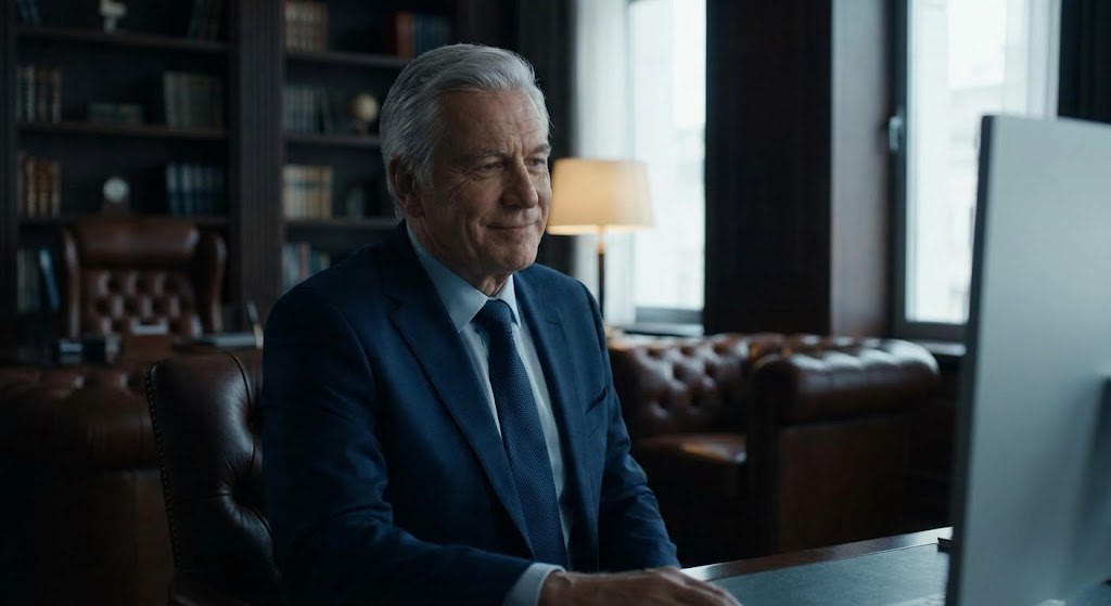 (Generative AI Realistic Character): The Approving Executive + Mirroring Authority