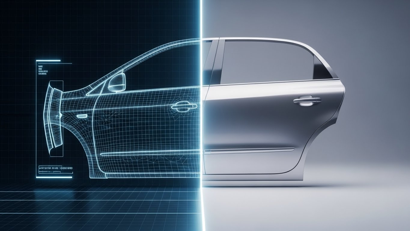 (Wireframe Transition): The Digital Twin - Precision Execution