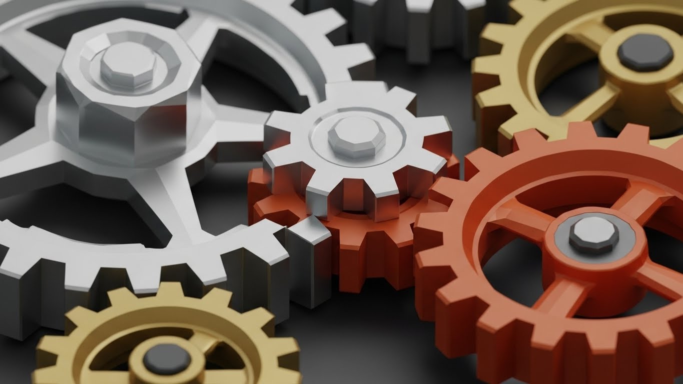 (Low-Poly 3D): Interlocking Gears - Visualizing Critical Dependencies