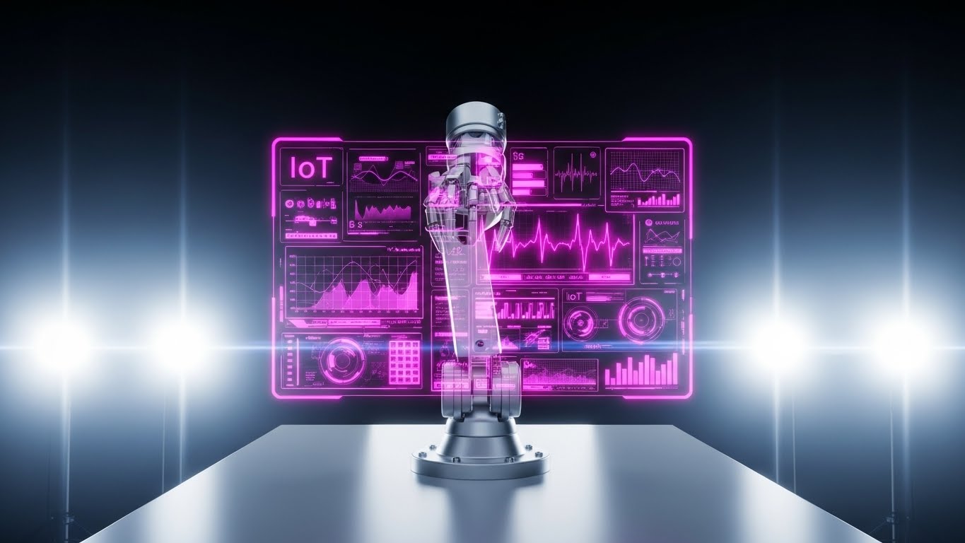 (Holographic UI over 3D Render): Advanced IoT Integration