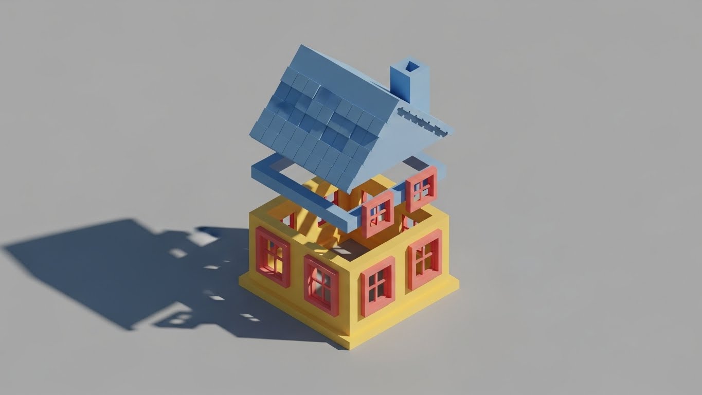 (Low-Poly 3D): Primary Blocks + Simplifying Support Logic