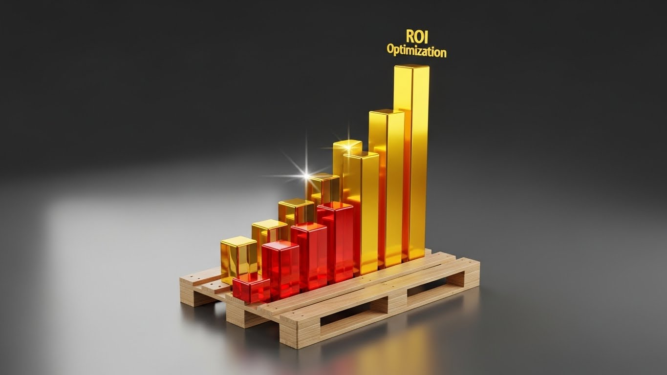 (3D Data Visualization): Golden Pallet Growth – Tangible ROI Visualization