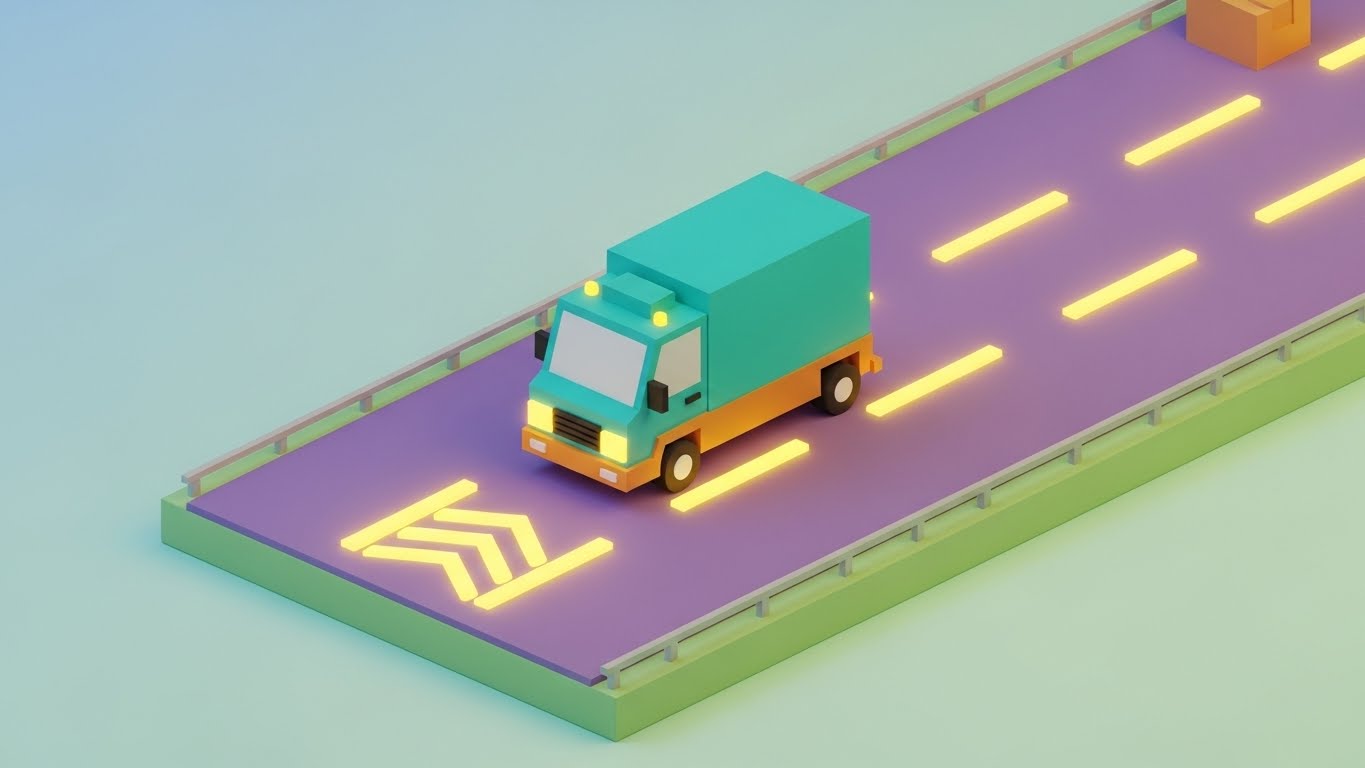 (Low-Poly 3D): Digital Truck Run – Gamified Logistics Performance