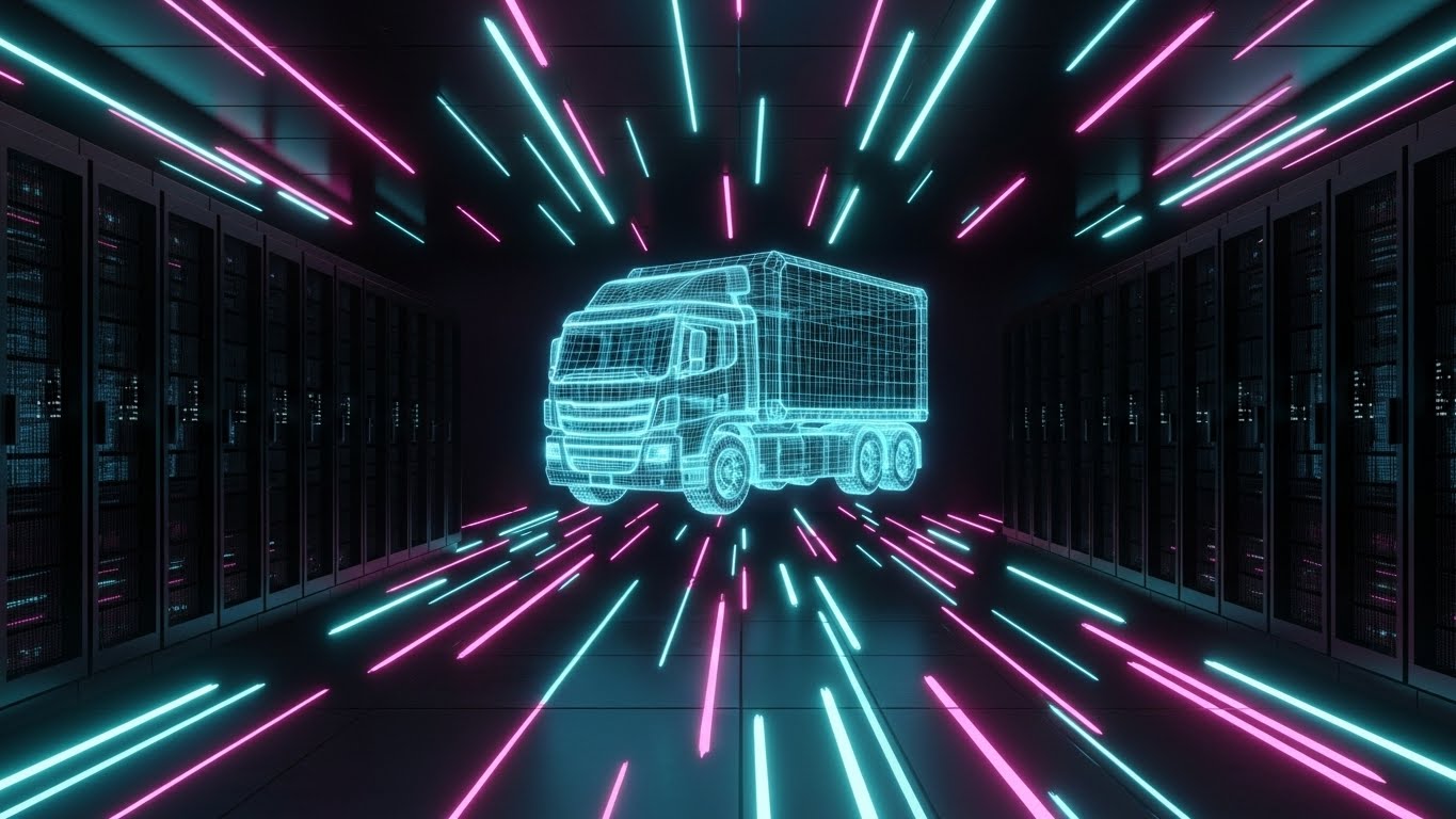 (Futuristic Neon/Dark Mode): Data Velocity + Visualizing Advanced Telematics
