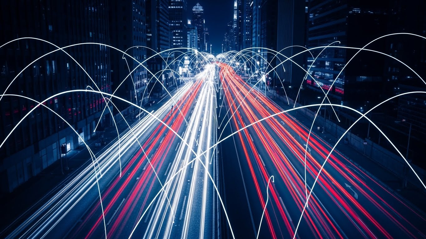 (Hyper-lapse Stock Footage with Data): Urban Velocity + Visualizing 24/7 Reliability