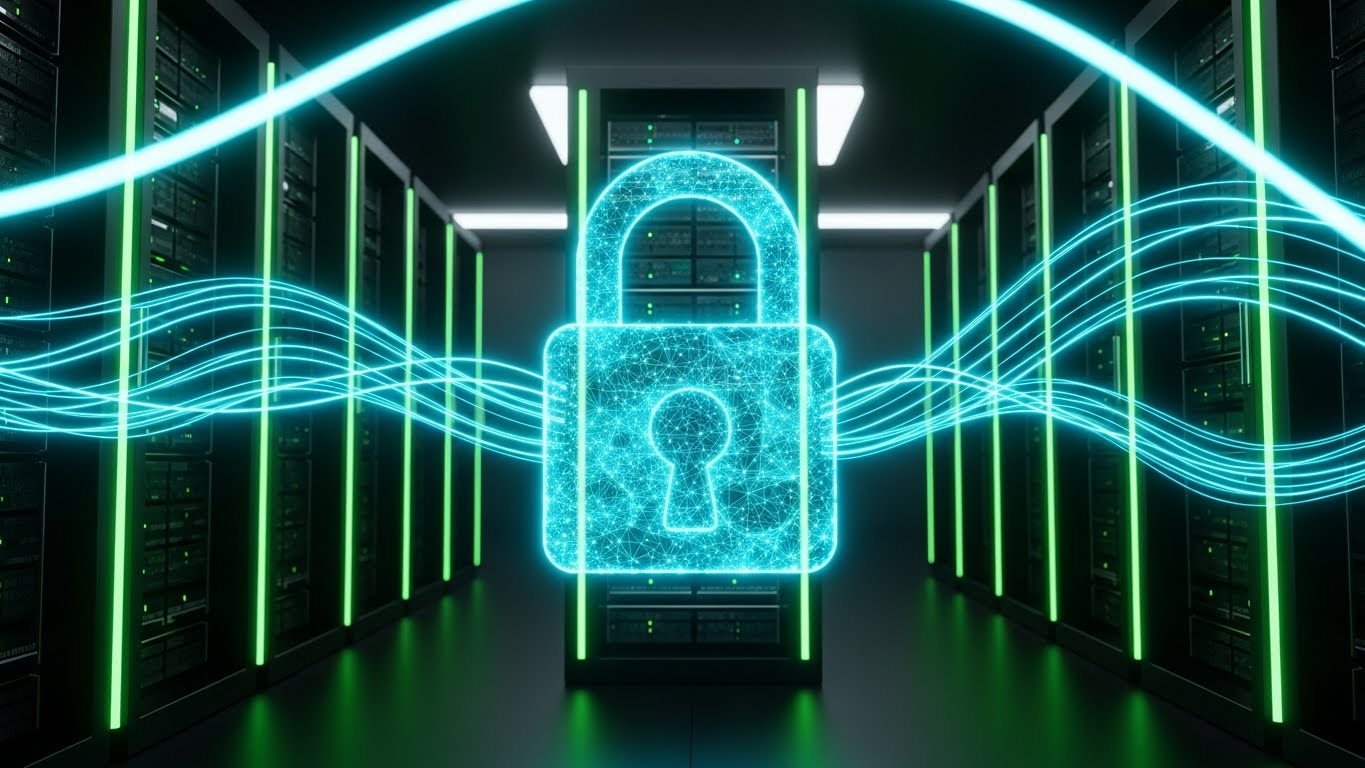 (Futuristic Dark Mode): Glowing Padlock Securing Sovereignty