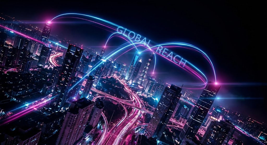 (Gen AI Cinematic): Global Light Arcs - Visualizing Network Scale