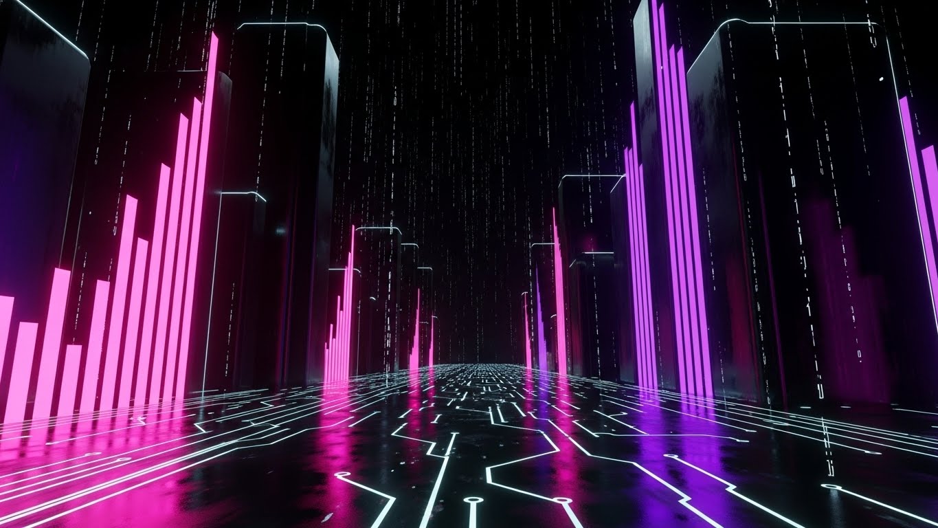 (Futuristic Neon): Cyberpunk Data City Appealing to Power Users