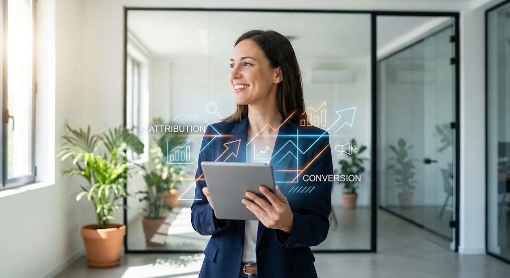 (Lifestyle Stock with UI Overlay): Holographic Data Overlay + Human-Centric Attribution