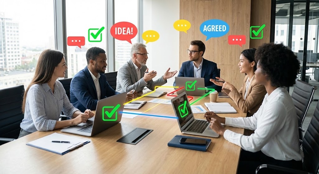 (2D over Live Action): Collaborative Flow - Visualizing Team Synergy