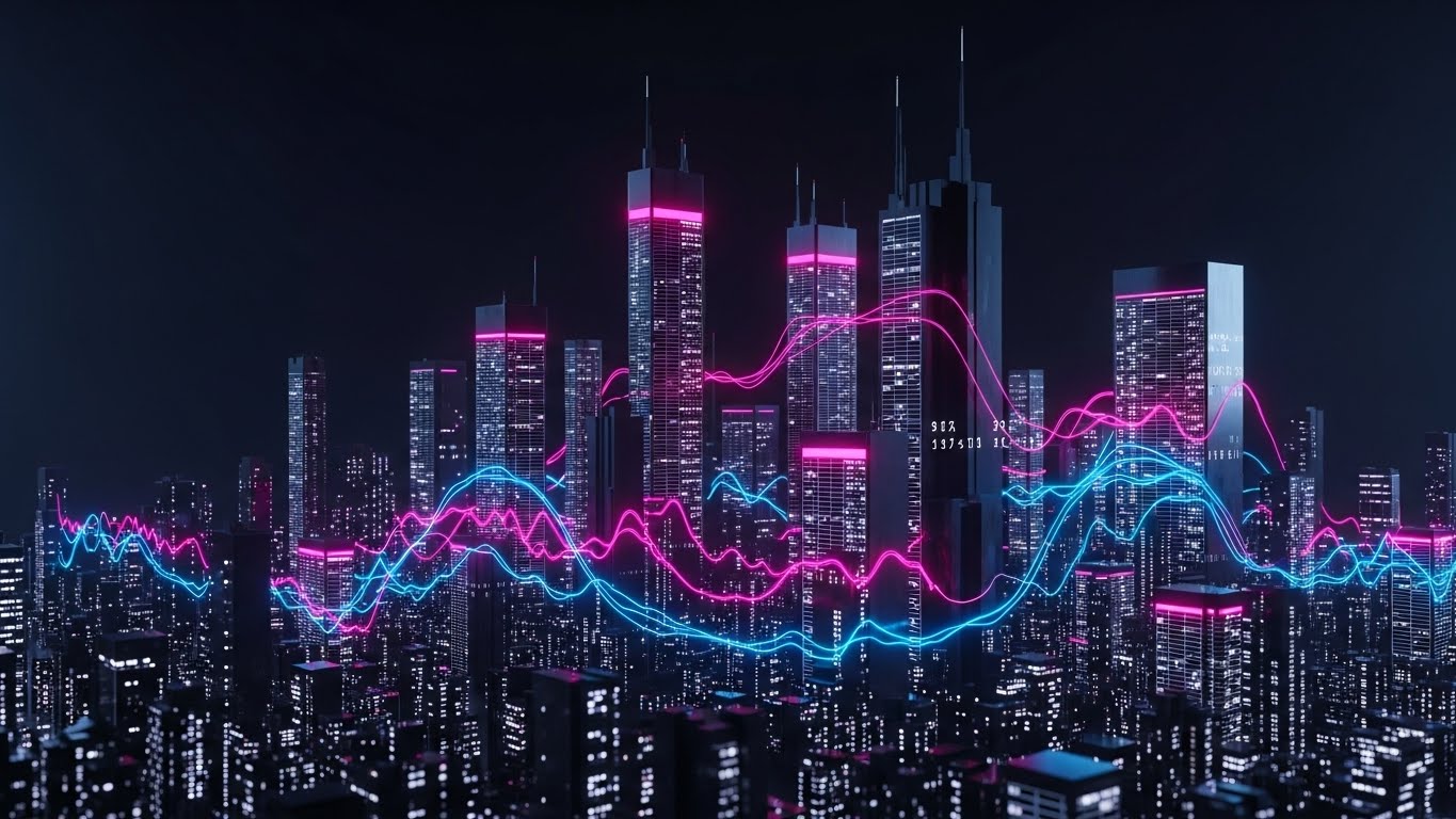 (Futuristic Neon/Dark Mode): Visionary Architecture + The Future of Finance