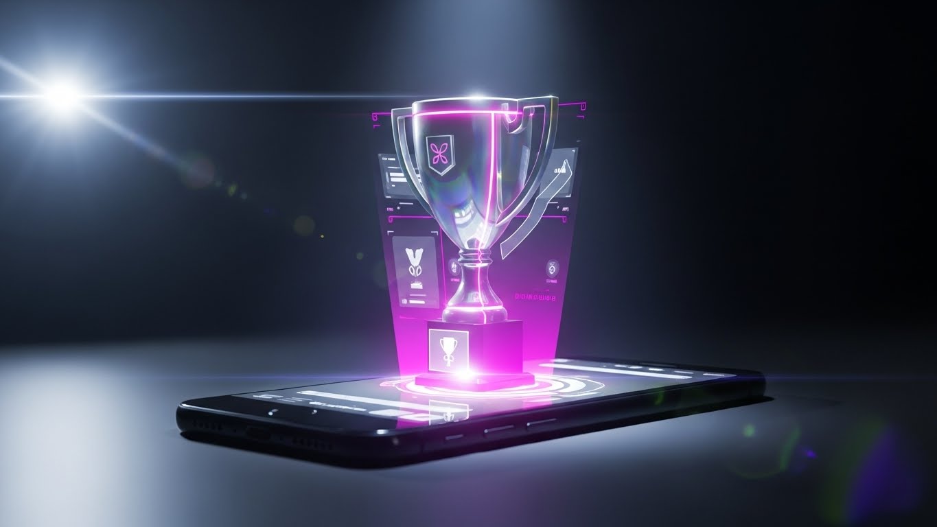 (Holographic UI over 3D): Digital Reward + Tangible Recognition