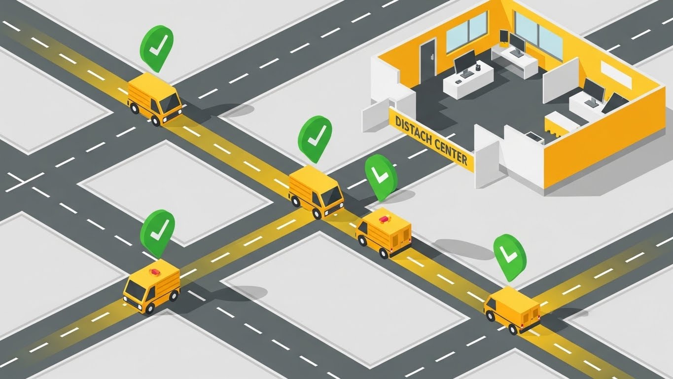(Isometric 2D Motion Design): Dispatch Control Tower - High-Level Operational Visibility