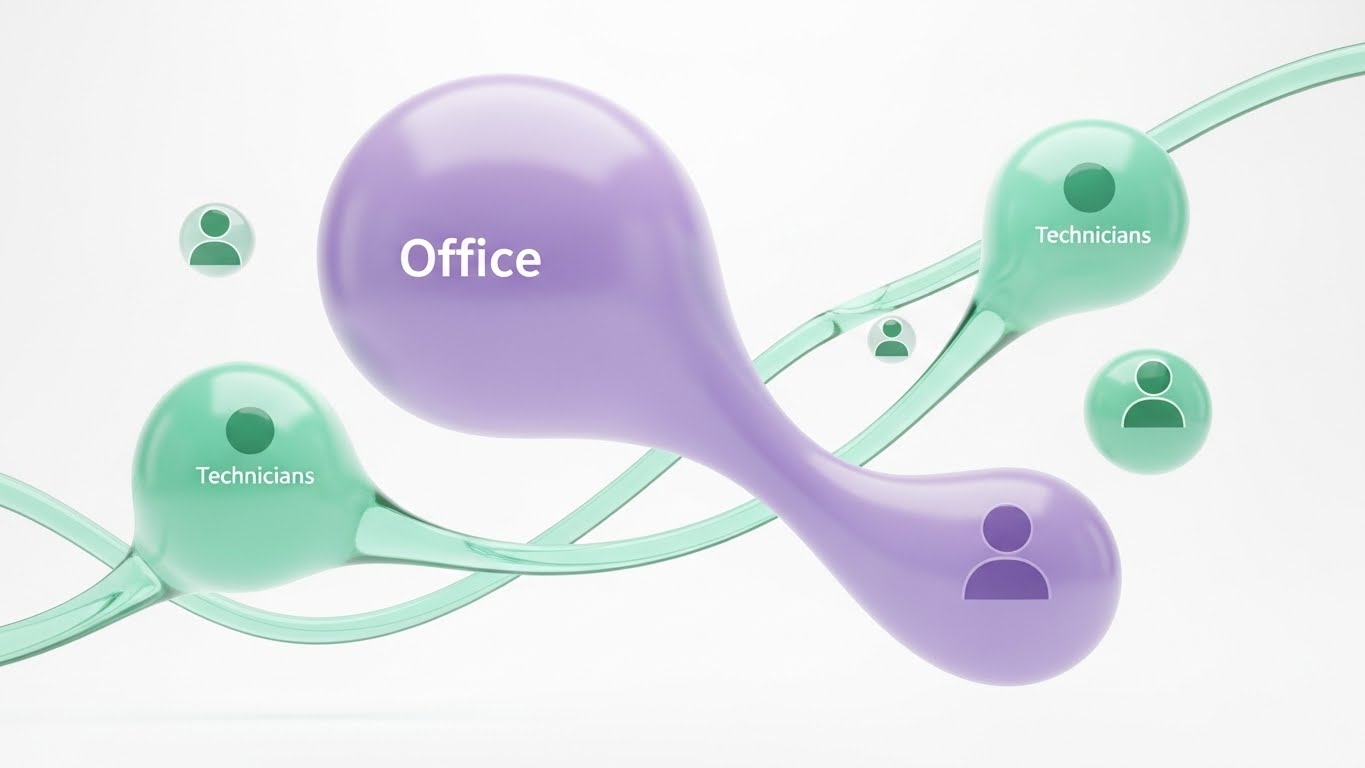 (Abstract 2D Organic): Fluid Ecosystem Nodes - Symbolizing Unified Team Communication