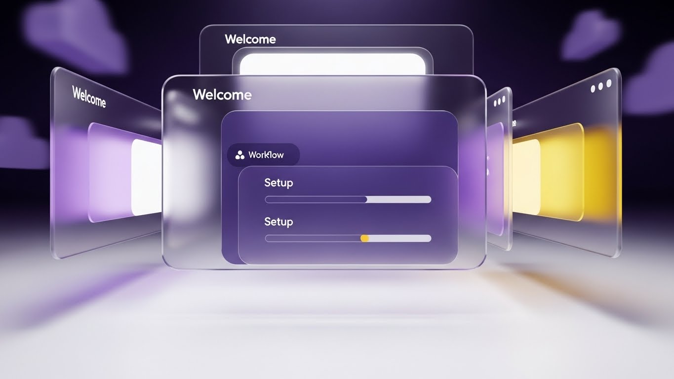 (3D Parallax UI): Floating Glass Screens + Easing Onboarding Anxiety
