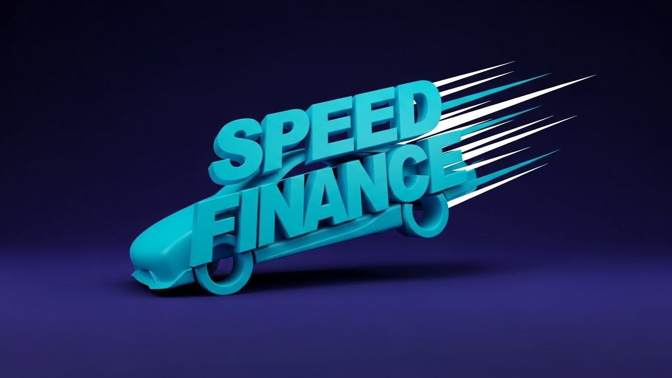 (Bold Kinetic Typography): Electric Cyan Text + Accelerating Funding Perception