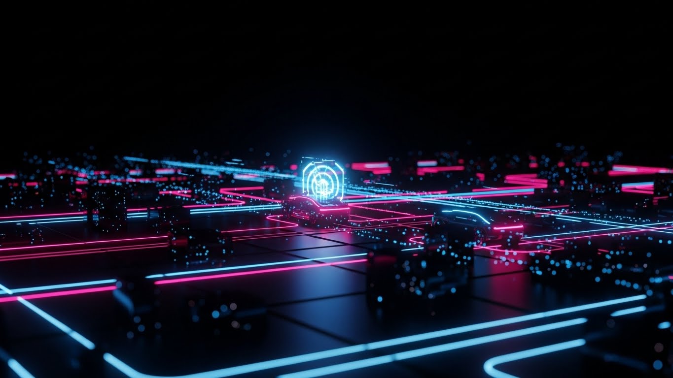 (Futuristic Neon/Dark Mode): The Autonomous Horizon