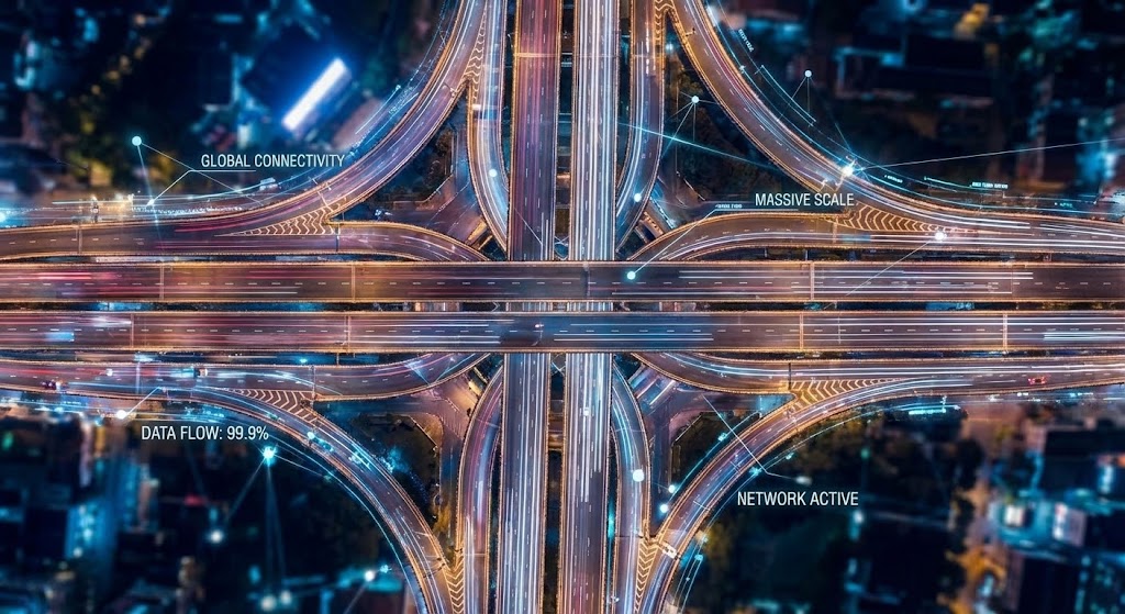 (Hyper-lapse Stock): Global Scale & Network Velocity