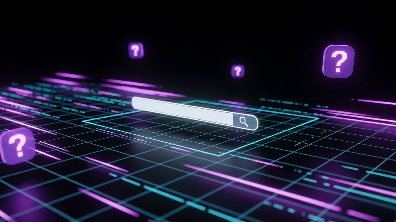 (Futuristic Neon): Holographic Search Matrix - Intelligent Knowledge Access