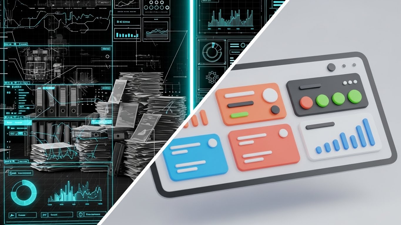 (Wireframe to Reality): Split-Screen Evolution - Digital Transformation ROI