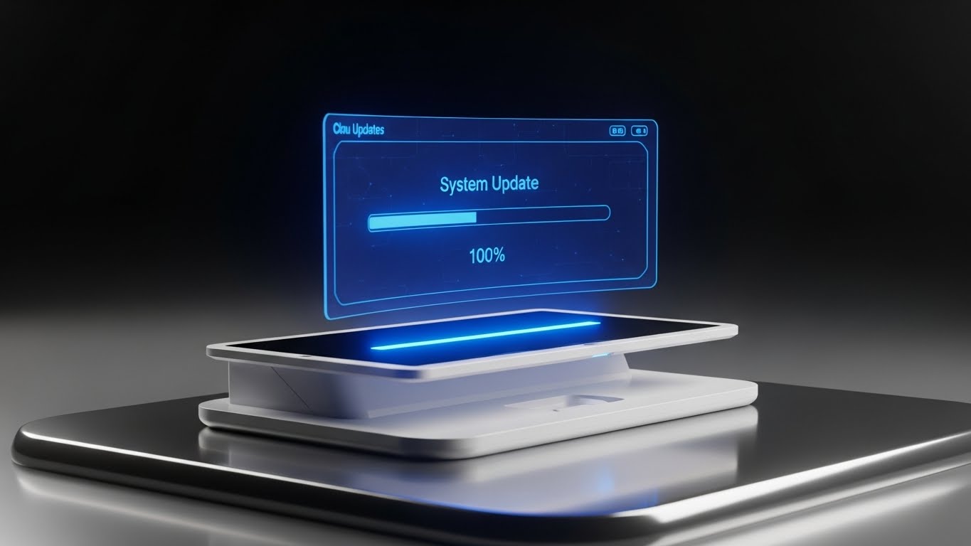 (Holographic UI over 3D Render): Seamless Future + Visualizing continuous improvement.