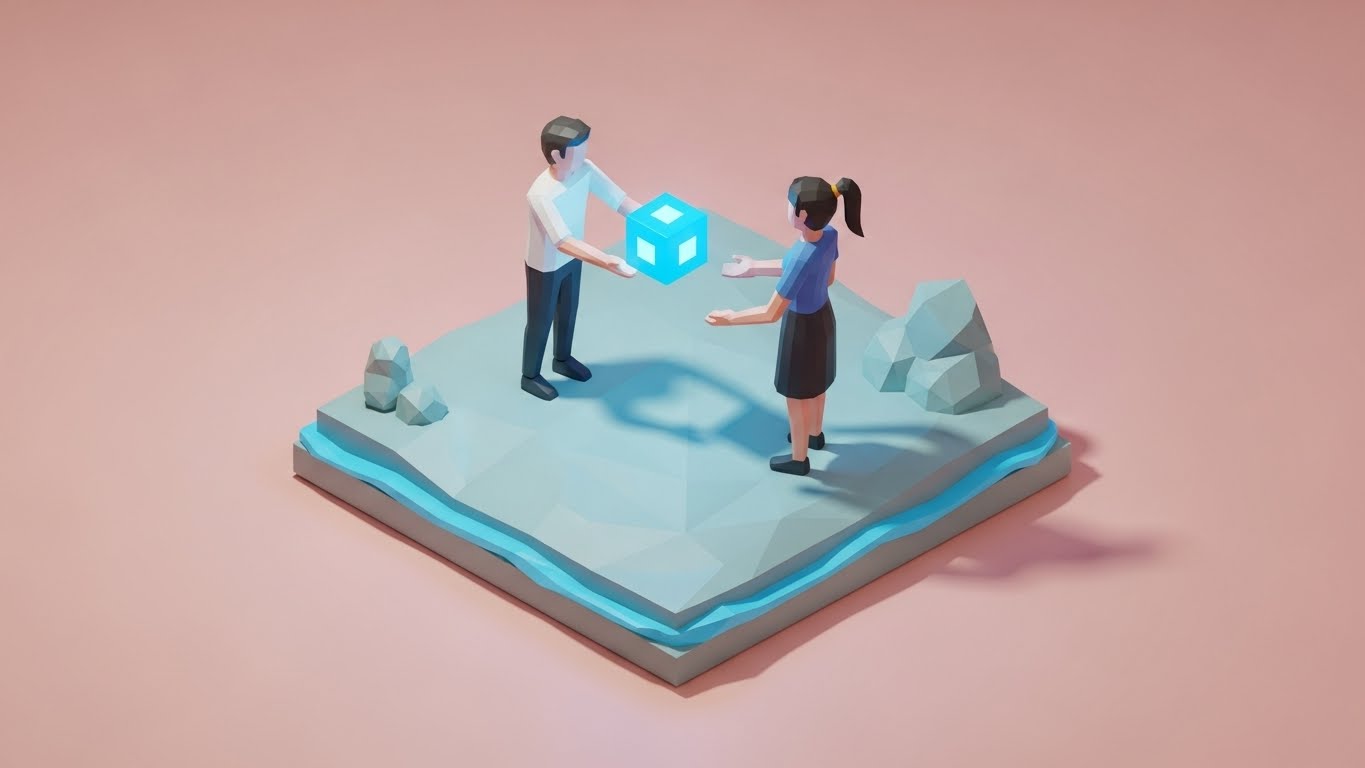 (Low-Poly 3D Modeling): Playful Exchange + Encouraging network growth.