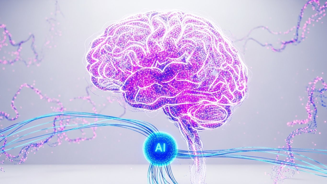 (Abstract 3D AI Visualization): Particle Brain + Visualizing AI Assistance