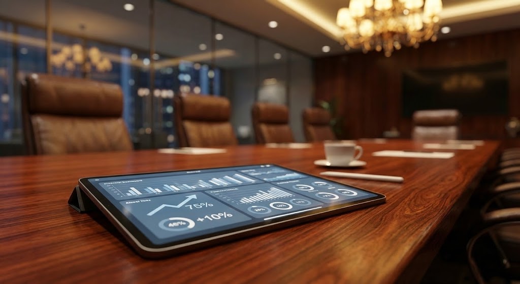 (Photorealistic 3D Renders): Boardroom Focus + Validating Economic Decisions