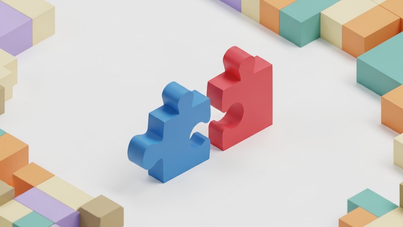 (Low-Poly 3D Modeling): Interlocking Puzzle + Solving Integration Anxiety