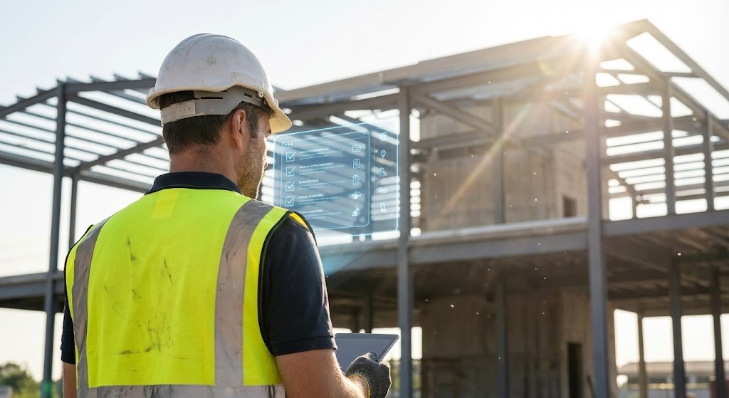 (Lifestyle Stock with UI Overlay): Augmented Reality + The Empowered Worker