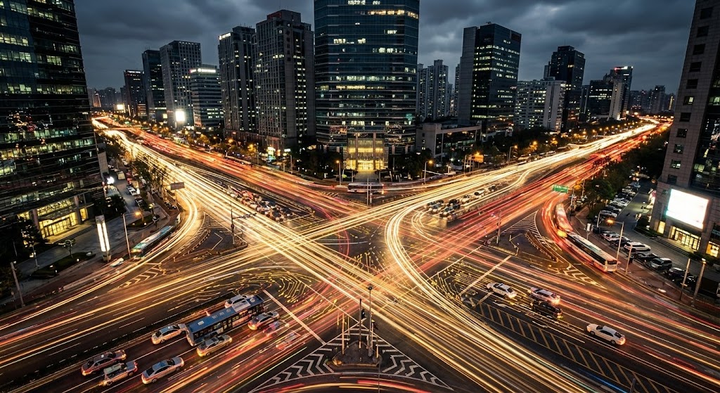(Hyper-lapse Stock Footage): City Lights + Visualizing Transaction Volume