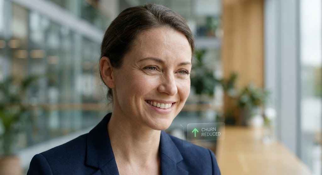 (AI Photorealism): The Face of Relief + Humanizing Churn Reduction