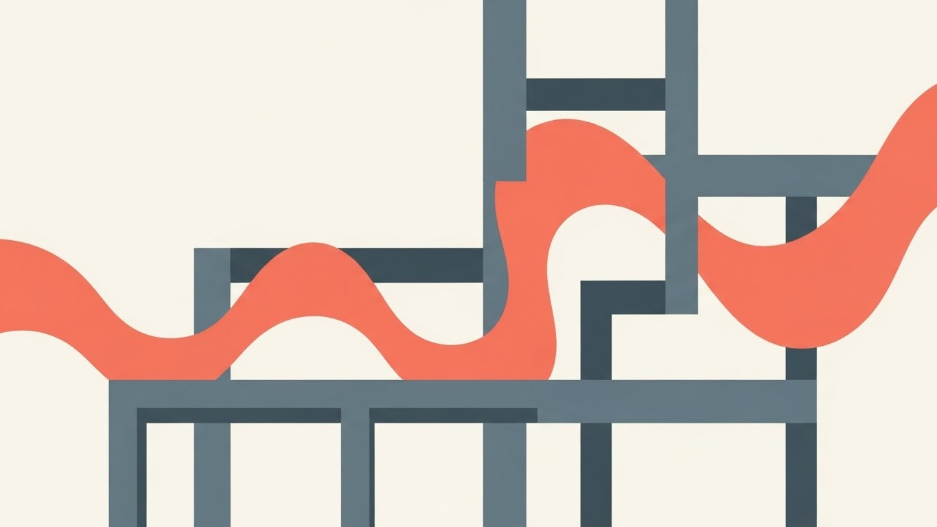 (Abstract 2D flat vector organic): Flowing Grid - Compliant Agility Visualized